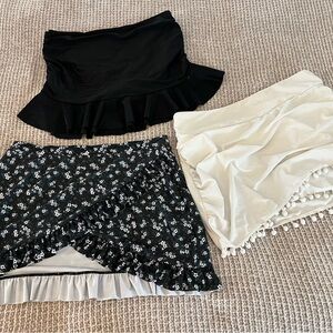 Swim Skirt Trio - Black, Floral, Cream